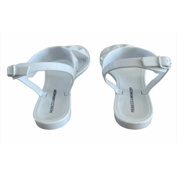 Rebecca Minkoff Womens Jana Ankle Strap Jelly Sandals Whiteβ Studs Buckle 5.5 - Picture 5 of 7